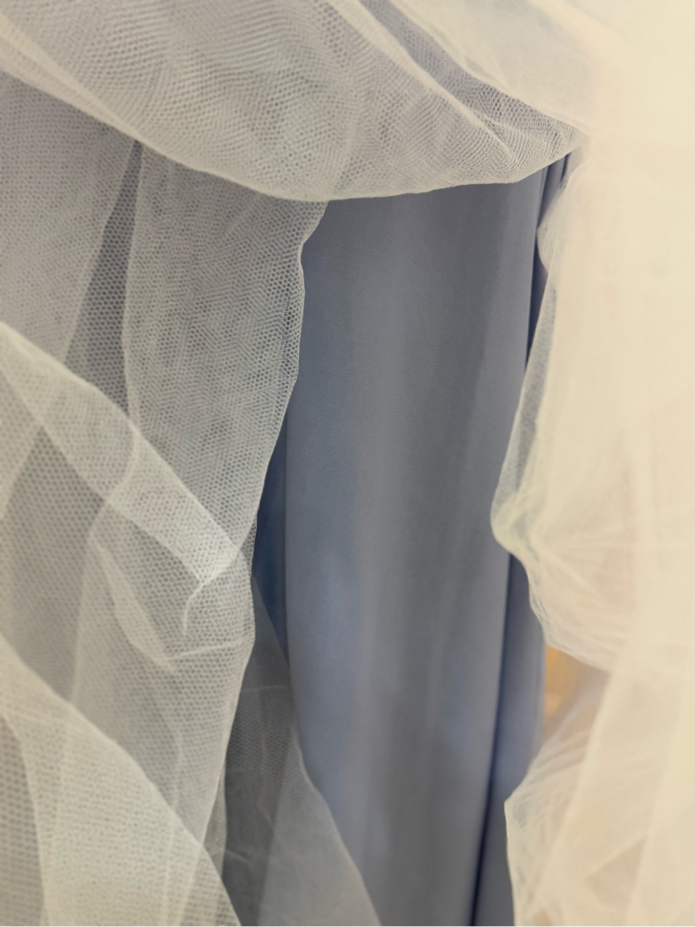 MAC DUGGAL Feather Trim Tulle Gown in Light Blue OMBRÉ - Picture 5 of 7